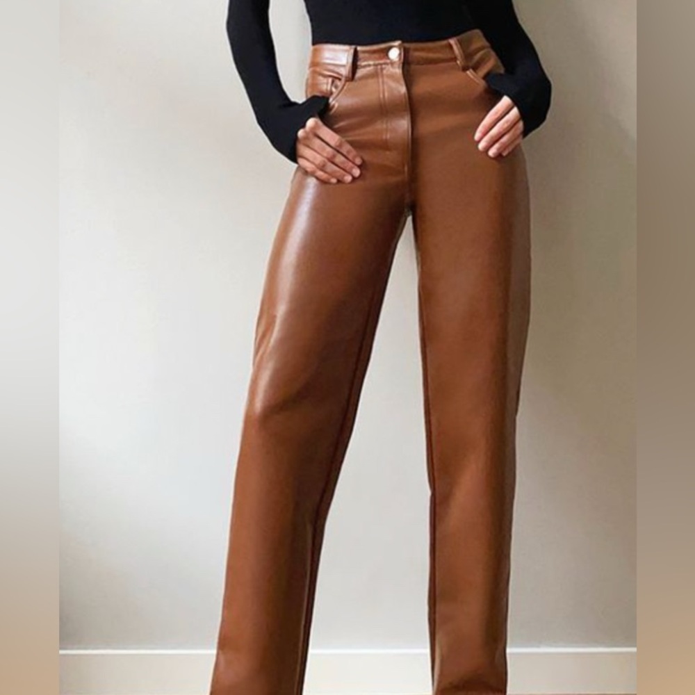 Aritzia Wilfred The Melina Chocolate Leather Pants - 0